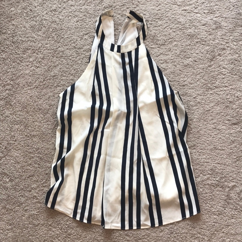 Stripped high neck tank.